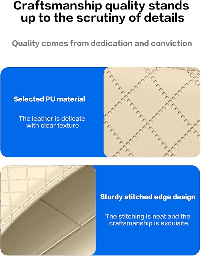 Car Door Organizer, PU Leather Storage Pouch with Strong Sticky Back for Phone, Keys - Fits Car Seat Side Pocket & Console Gap, Universal Car Accessories - Beige