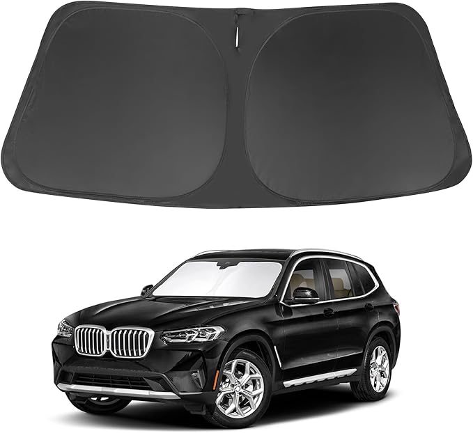 Windshield Sun Shade Compatible with 2018-2024 2025 2026 BMW X3 Accessories Foldable Sunshade Sun Blocker Protect Car from Sun Rays & Heat Damage