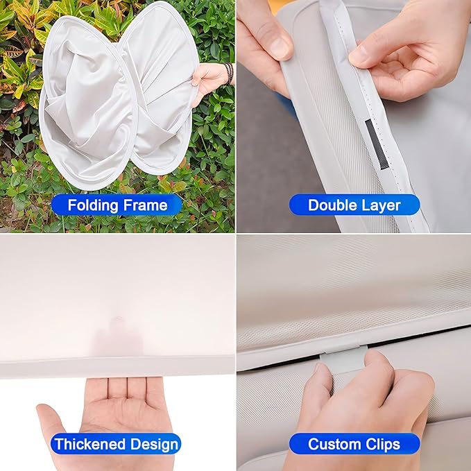 Car Glass Roof Sunshade Compatible with Volvo C40(Not for XC40) 2021-2023, One-Piece Sunroof Shade with Storage Bag, Foldable Sunshade Roof Cover, Heat Insulation, Sun Protection, No-Sagging