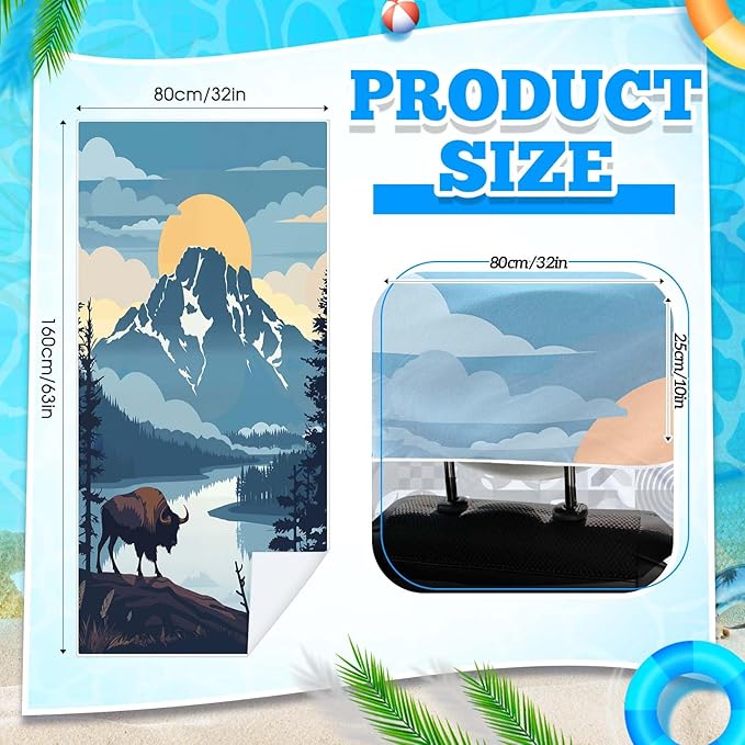 2 Pack Car Seat Towel Covers with Storage Bag 63 x 32 Inch Athletic Running Towel Seat Sweat Washable Non Slip Cover Gift for Car Outdoor Sport Activities (Yellowstone National Park)