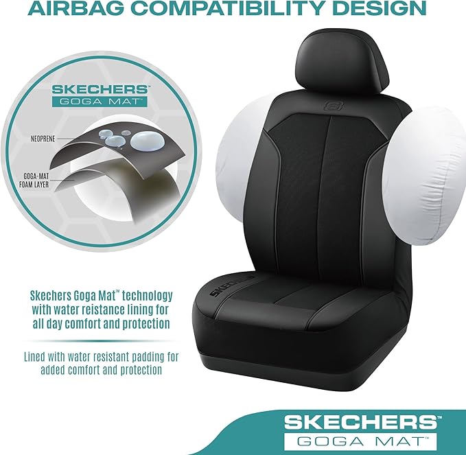 Skechers Car Seat Covers,GOGA Mat Oxford Cloth Seat Covers,Waterproof Car Seat Covers Full Sets,Automotive Universal Fit Seat Cover for Most Cars, Suvs, Trucks,Black