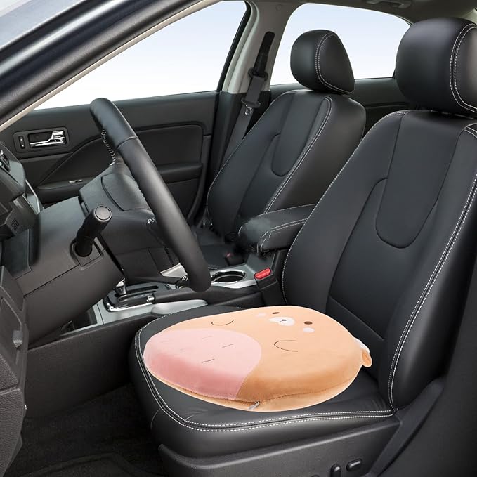 Memory Foam Car Seat Cushion and Lumbar Support Pillow, Non-Slip Back Support for Office Chair, Wheelchair, and Driving Comfort, Small Bear Design, Ergonomic Long Sitting Pad