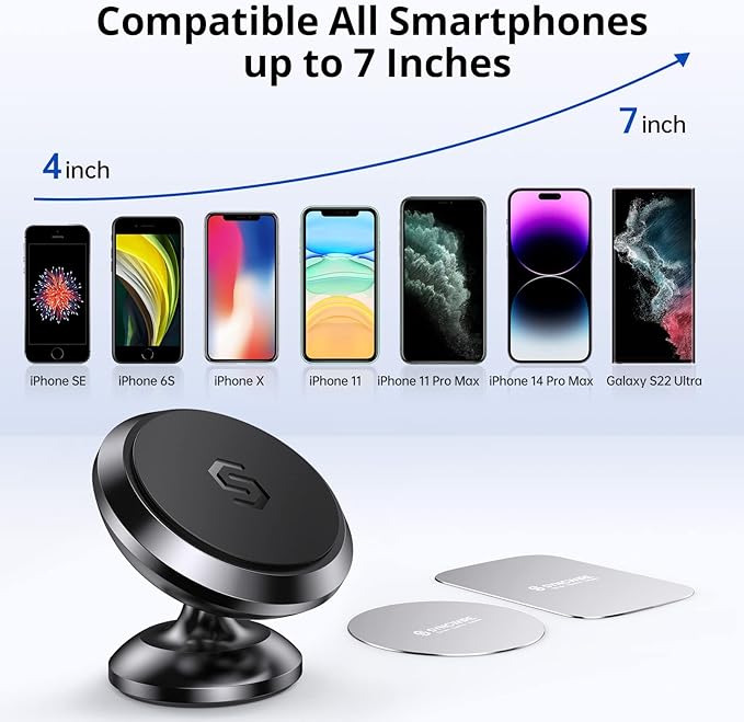 SYNCWIRE Magnetic Car Phone Holder for Dashboard, Cell Phone Car Kits, 360° Adjustable Magnet Cell Phone Mount Compatible with iPhone, Samsung, LG, GPS, Mini Tablet and More