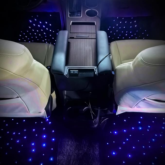 Starlight LED car Floor mat - Universal Type, Equipped with Remote Control Environment RGB Lighting kit, Waterproof and Washable, Vehicle Multi-Color Starlight Effect, Creating a Romantic Atmosphere