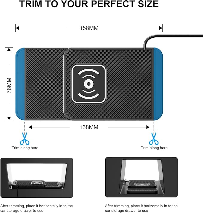 Wireless Charging Pad for Car for VW Tiguan L/Tiguan X 2017-2021 2022 2023-pr, 20W Fast Qi Car Ultra-Slim Wireless Charger Mat Non-Slip Silicone Dashboard Charging Pad,Type-c