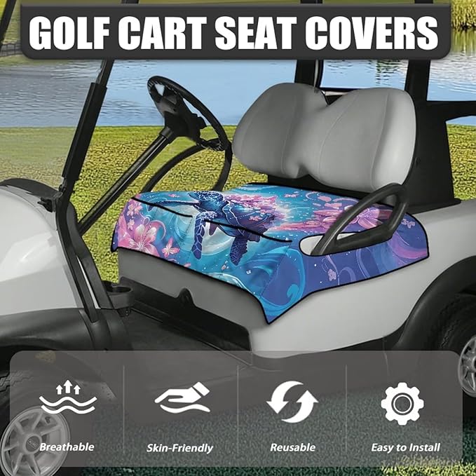 Biyejit Golf Cart Seat Covers with 4 Pockets Golf Cart Seat Towel Blanket Fits 2-Seat Golf Carts, Golf Cart Accessories