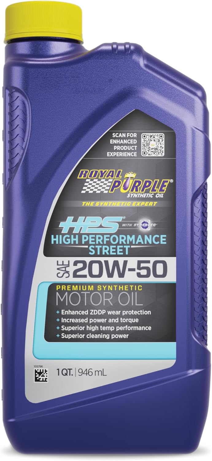 Royal Purple (36250-6PK HPS 20W-50 Synthetic Motor Oil with Synerlec Additive Technology - 1 Quart, (Case of 6)