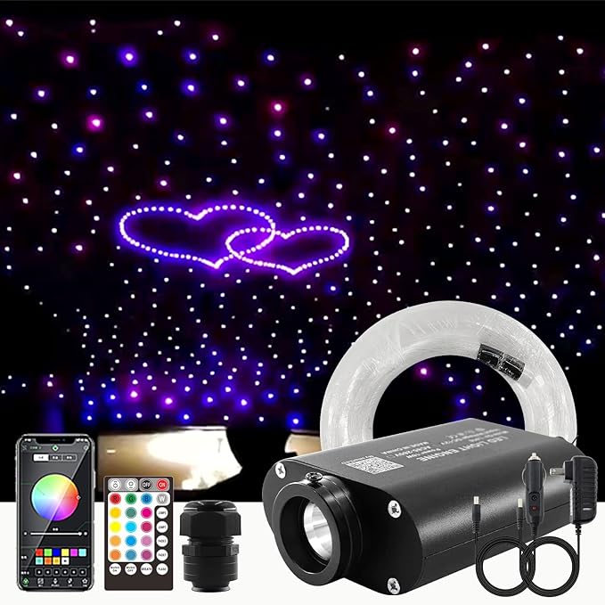 ATOKEE Starlight Headliner Kit 400pcs 0.03in 9.8ft, 16W Sound Activated Fiber Optic Star Lights Kit for Car Roof, Controlled by App/Remote