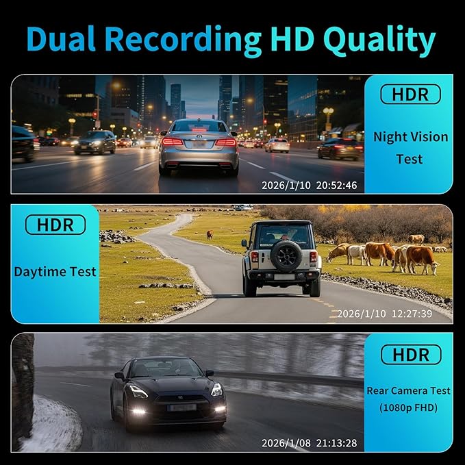 KCV 4K Rear Mirror Dash Cam for Ford F150 F250 F350 (2009-2025 with 16pin Auto dimming), Front 4K + Rear 1080P Camera, Integrated Replacement OEM Look, Plug & Play, Free 64GB Card