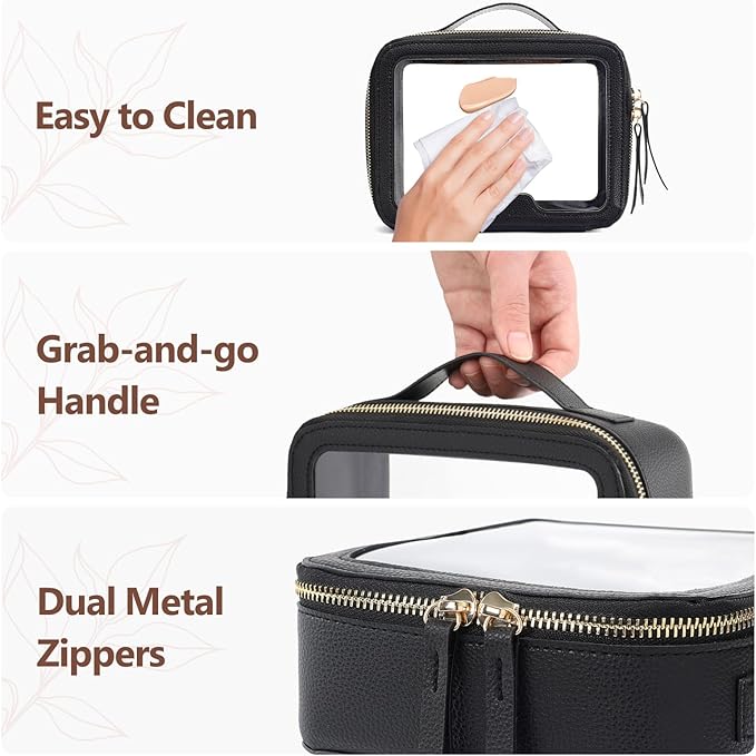PACKISM Clear Makeup Bag - TSA Approved Toiletry Bag for Carry-on & Checked Luggage, Water Resistant Car Storage Organizer with Reinforced Seams