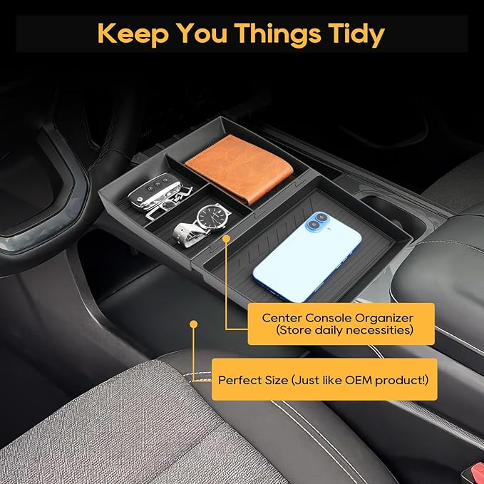 LFOTPP for GMC Acadia Center Console Organizer for 2024-2026 GMC Acadia (Elevation/AT4/Denali) Middle Armrest Storage Tray Insert,OEM Fit, Non-Slip Waterproof 2024 2025 2026 GMC Acadia Accessories