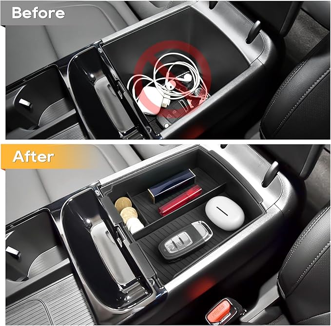 LFOTPP for Hyundai Tucson Electronic Shift Models Center Console Organizer - 2025 2026 Hyundai Tucson Middle Armrest Storage Tray,Non-Slip 3PCS Interior Accessories - ONLY Fit with Electronic Shift