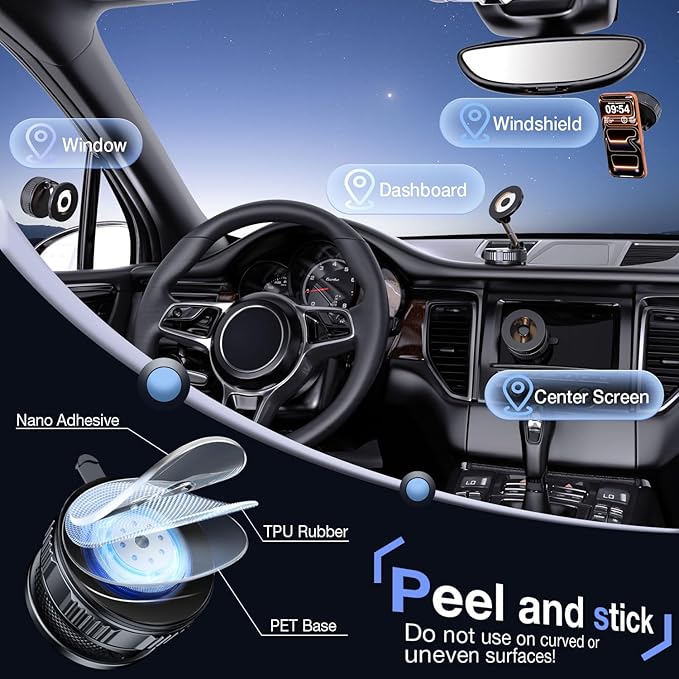 Vooii Phone Holders for Your Car for Magsafe (130+LB Strongest Ever Suction & 3000gf Magnetic) 360° Adjustable Vacuum Car Phone Mount, Car Phone Holder for iPhone 17 Pro Max 16 15 14 13 12 Air Plus