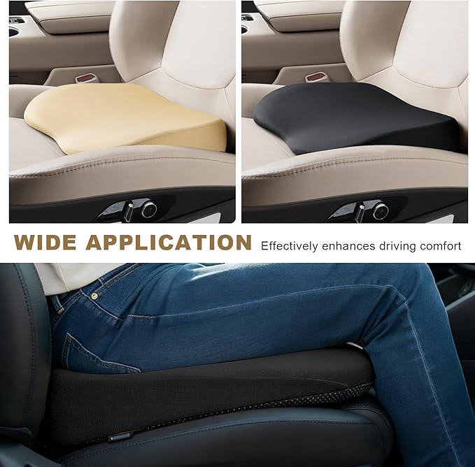 2 in 1 Wedge Car Cushion for Driving, 3 Inch Soft Memory Foam Driver Seat Pad for Lumbar Support, Breathable Low Back Support Pillow Enhances Driving Comfort, Car Accessories (Black)