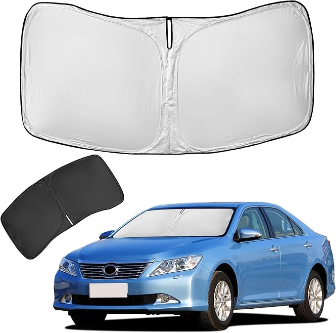for Toyota Camry 2012-2017 Sun Shade Sunshade Windshield Cover - 4 Layers Front Window Shade Custom Fit Camry Sun Visor - 240T Retractable Shade Blocks UV Rays Car Accessories