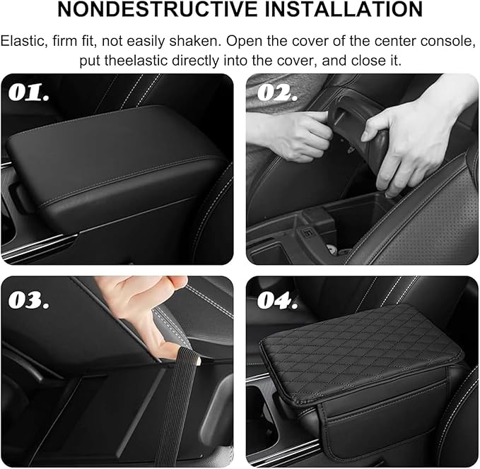 Car Armrest Cushion for Isuzu D-MAX MU-X 2015-2025, Center Console Covers Pad Leather Accessories, Arm Rest Protector Mat with Side Storage Bag for SUV/Sedan/Truck, C/Brown