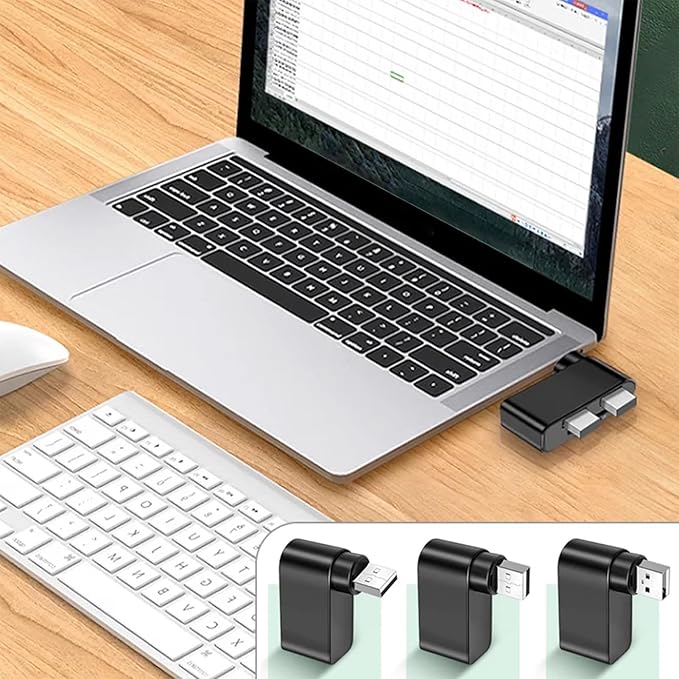 Rotatable USB Hub – ABS 4.5x5.5x2cm | USB Hub, 4 Port Mini USBs Extender with 480Mbps High Speed Data Transfer and Rotating Design | Multifunctional Splitter for Notebook Laptop Tablet Car Use