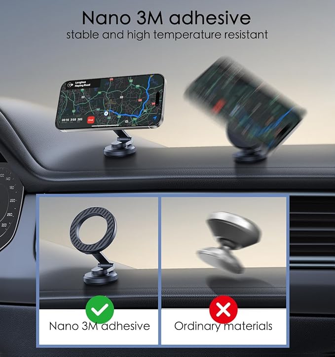 JUHOO Upgrade Phone Holder for car Magnetic rotatable and Retractable car Phone Holder Mount Dashboard Mount Fit for iPhone 15 14 13 12 Pro Max Plus Mini & All Smartphone
