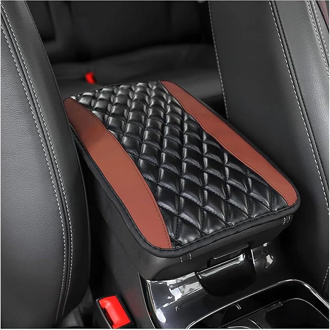 Leather Car Center Console Armrest Pad for Toyota Tacoma 2005-2023, Auto Armrest Cushion, Waterproof Seat Box Cover Protector, Vehicle Interior Decor Accessories, Brown