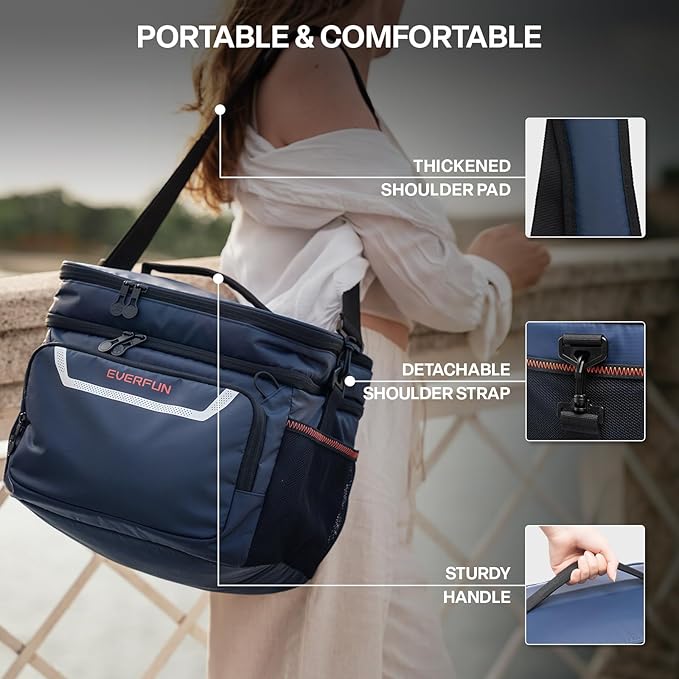 EVERFUN Small Cooler Bag 24/48 Can Insulated Lunch Box Double Deck Soft Leak-Proof Waterproof Collapsible Ice Chest for Men Women Work Travel Car Trip Picnic Beach