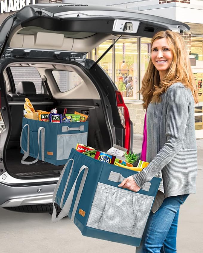 WONDAY Extra Large Utility Tote Bag - Standing Reusable Grocery Bag with Handle