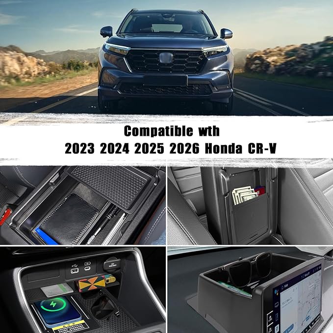 4PCS Center Console Organizer Compatible with 2023 2024 2025 2026 Honda CRV EX-L/Sport-L Hybrid Dashboard Tray and Armrest Storage Box Armrest Hidden Tray Interior Accessories