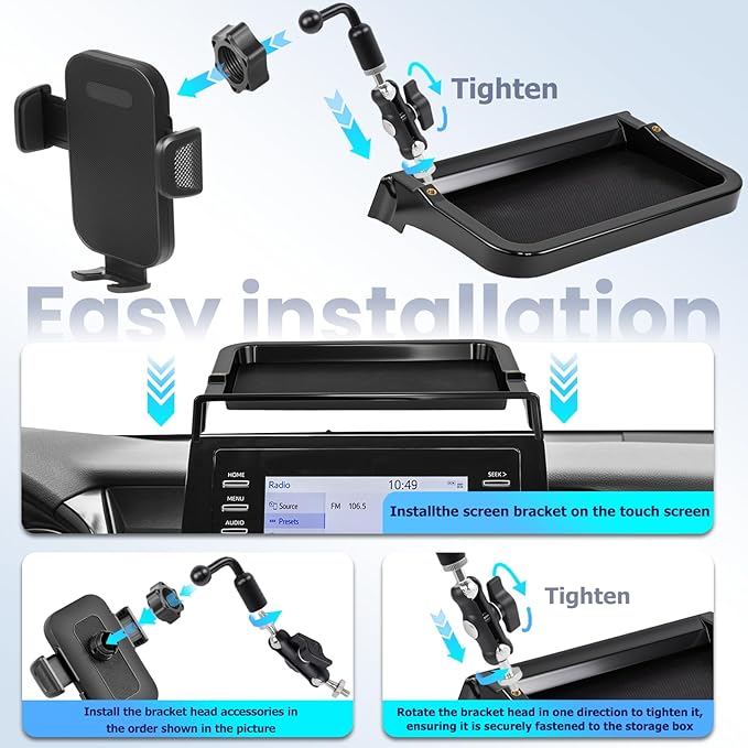 Car Phone Holder Fit for 2021-2024 Toyota Camry 7-inch Screen with Dashboard Organizer Cell Phone Mount Holders Fit for Camry Accessaries Fixed Clip Hands-Free &360°Rotation(Not Fit 9 inch)