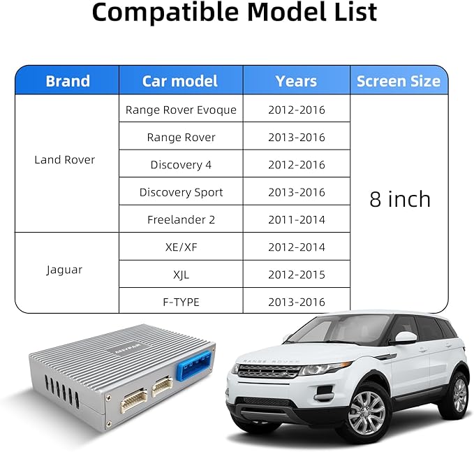 Wireless CarPlay Android Auto Adapter Decoder Retrofit Kit Fits Land Rover & Jaguar 2011-2017 with Bosch Headunit 8" Screen, Supports Mirror Link/Airplay/Backup Camera/USB Drive/Navigation