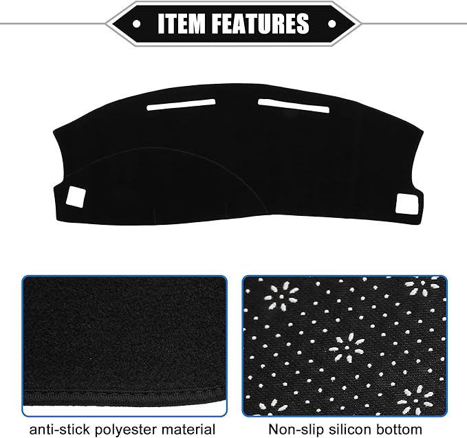 Dashboard Cover Compatible for Dodge Charger 2005-2007, Nonslip Polyester Black Dash Cover Mat Dash Board Protector Cover