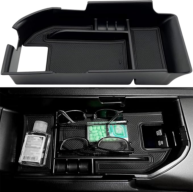 Compatible with Camry XLE or XSE 2018-2021 2022 2023 2024 & Camry LE SE 2020-2023 2024 Center Console Organizer Tray Accessories, Fit Dual USB Ports（not for 9th 2024 2025 Camry） (Black)