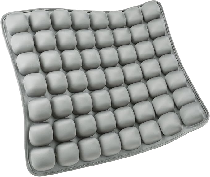 SUNFICON Inflatable Car Seat Cushion Air Seat Cushion Work from Home Office Chair Cushion Wheelchair Pad Anti Bedsore Orthopedics Pain Pressure Relief Cushion Camping Seat Mat w Pump 18"x16"x1'' Gray