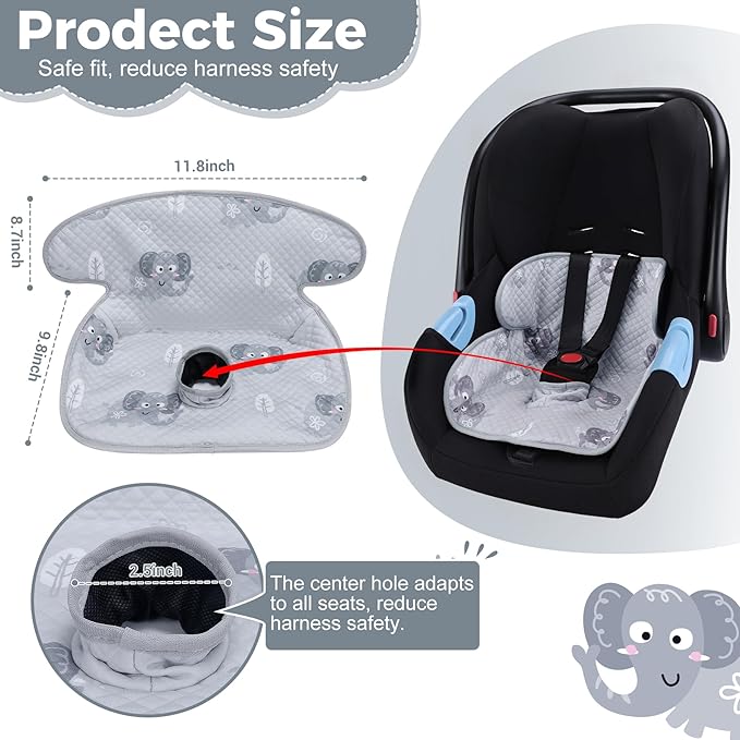 Piddle Pad - Car Seat Potty Training Protector, Baby Waterproof Car Seat Cover with Anti-Slip Backing, Machine Washable Liner for Toddler Carseat, Stroller (Gray)