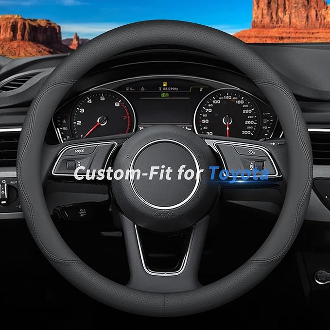 Custom-Fit Leather Car Steering Wheel Cover for Honda, B-Style, Non-Slip, Breathable