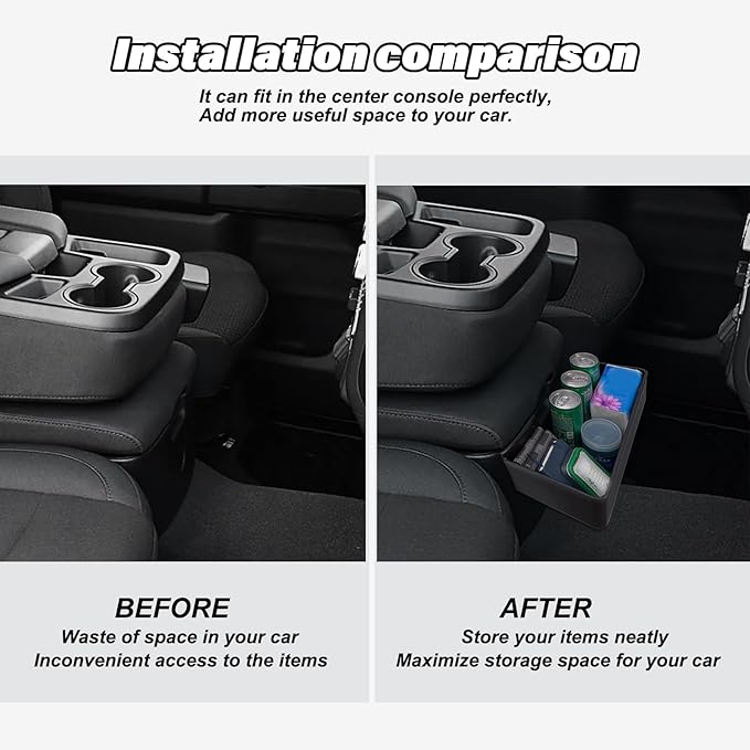 JKCOVER Center Console Hanging Organizer Box Compatible with 2019-2026 Chevy Silverado/GMC Sierra 1500 and 2020-2026 Chevrolet Silverado/Sierra 2500HD 3500HD Accessories(Split-Bench Folding Seat Only)