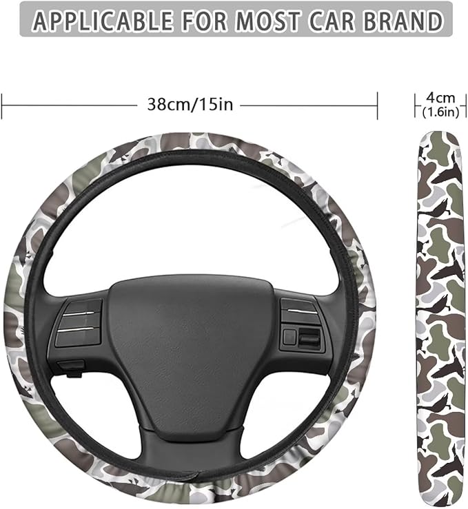 SEANATIVE Duck Hunting Auto Steering Wheel Protector Car Steering Wheel Cover Anti-Slip Universal 15" Vehicle Accessory All Weather Protection