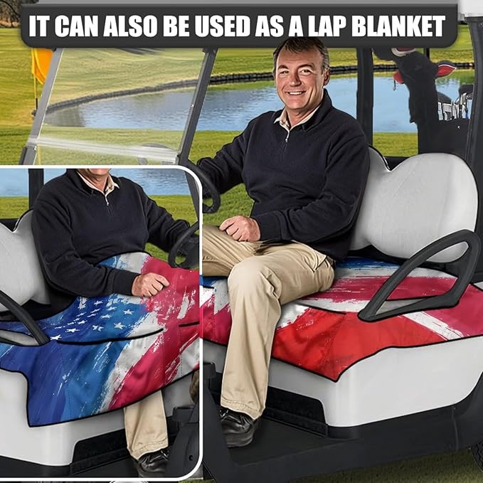 Biyejit Golf Cart Seat Covers with 4 Pockets Golf Cart Seat Towel Blanket Fits 2-Seat Golf Carts, Golf Cart Accessories