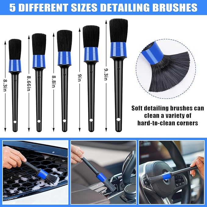 AUTODECO Car Cleaning Kit, Car Vacuum Interior Detailing Cleaner Kit with High Power Handheld Vacuum, Brush Set, Windshield Tool, Duster, Towels, Complete Car Care Tools for Women (Blue)
