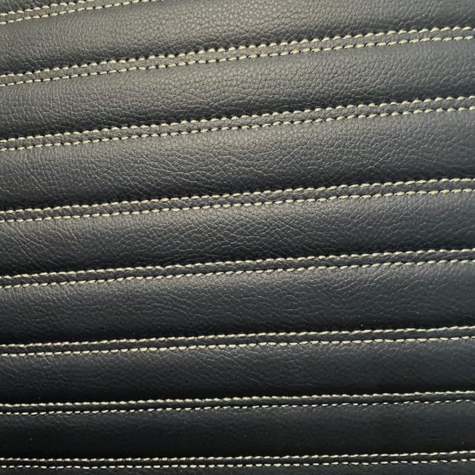 Custom Personalized Car Floor Mats - Luxury Full Coverage All Weather Cars Mats, Anti-Slip Leather Car Mat Set, Custom Floor Mats Fit for 99% of Cars, SUVs & Trucks (Black Beige, B-Strip Shape)