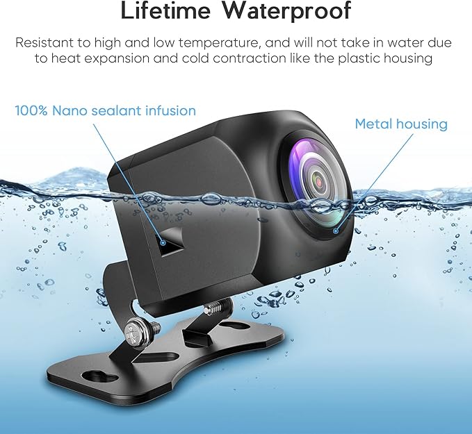 HD Backup Camera,Metal Housing 170 Degree Wide View Angle License Plate Rear View Camera for Car,Clear Night Vision IP69 Waterproof Rearview Universal Reverse Cam Kit for Vehicle SUV RV Pickup