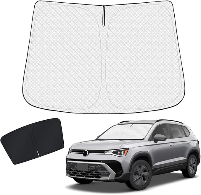 KUST Windshield Shade Custom Fit for Volkswagen VW Taos 2023-2024 2025 2026 Sun Shade Front Windshield Accessories Sun Visor Foldable Thicker 5-Layer Blocks UV Rays