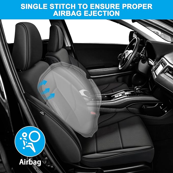 AOMSAZTO Custom Fit Seat Covers for Honda HRV 2016-2018 EX EX-L&2016-2022 LX,Full Set Faux Leather HR-V Car Seat Protector Black