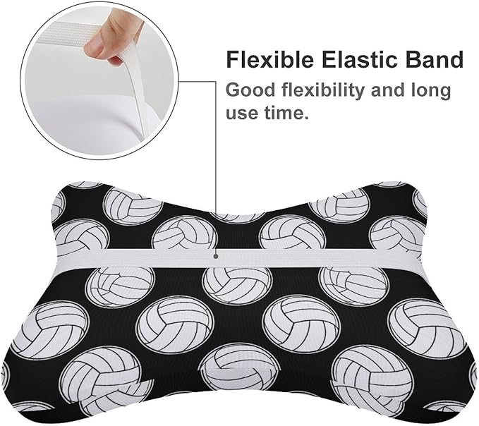 Car Headrest Pillow Compatible with Black And White Volleyball Ball, Cartoon Neck Pillow for Car, 2 Pcs Comfortable Soft Car Seat Pillow for Driving,Head Rest Cushion, Cute Neck Pillow for Travel