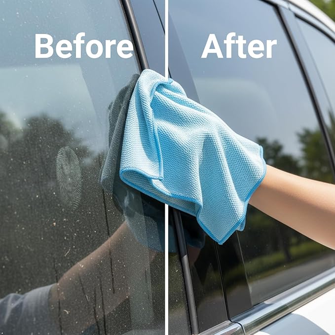 Microfiber Glass Cleaning Cloth 6 Pack, 15.5x15.5 Inch Magic Cleaning Rags, Lint Free Streak Free Reusable Towels for Windows, Mirrors, Cars, Screens, Kitchen and Stainless Steel Surface