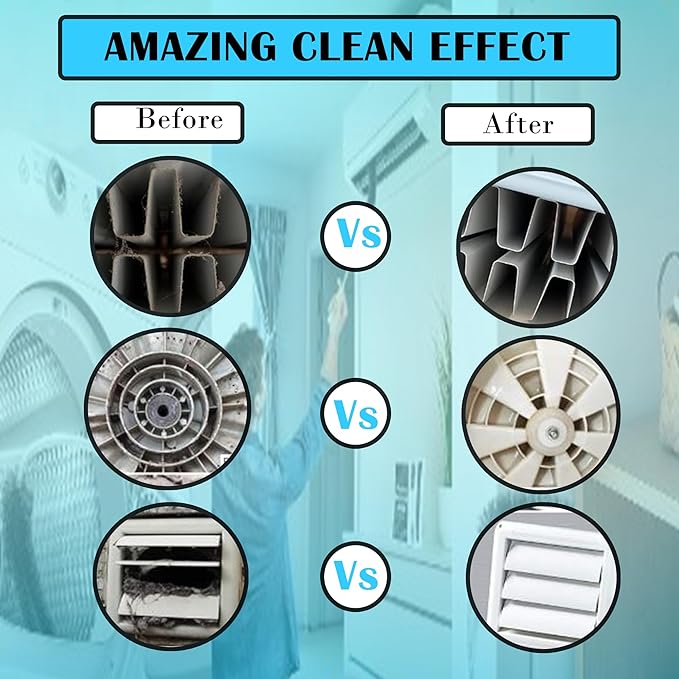 2-Pack Dryer Vent Cleaner Kit - Long Flexible Dryer Lint Brush & Refrigerator Coil Cleaner - Multi-Use Radiator Brush & Lint Trap Cleaning Tool for Fire Prevention