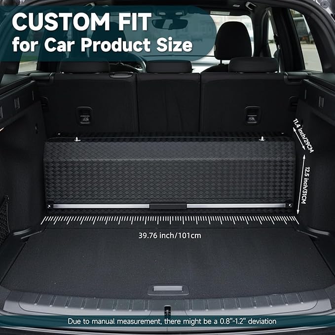 SUV Trunk Organizers and Storage, Waterproof Leather Car Storage Organizer with Lid & Sturdy Handle, Large Capacity Car Storage Bins for Groceries, Commute, Road Trips (39.76 inch)