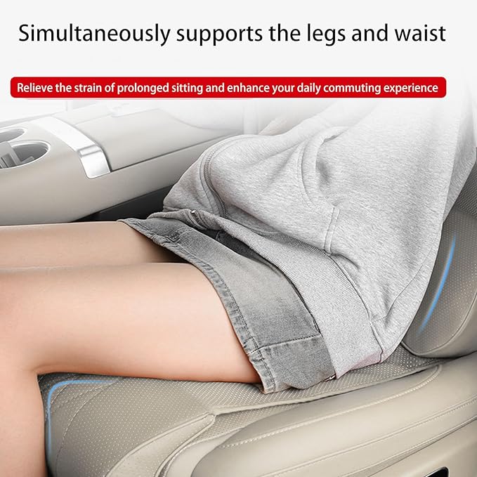 Car Seat Leg Extension with Lumbar Support Seat, Extension Pad for General Motors Car Seats, Leg and Waist Support for Car Travel (Beige)