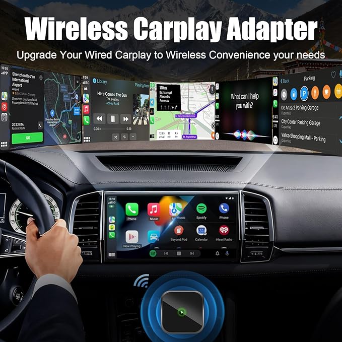 2-in-1 Mini Wireless CarPlay Adapter for Apple iPhone & Android Auto Adapter,2025 Upgrade Wired to Wireless,Plug & Play, Fast Stable Connection Car Play for iOS 10+/Android 11+,USB-A/Type-C Cable
