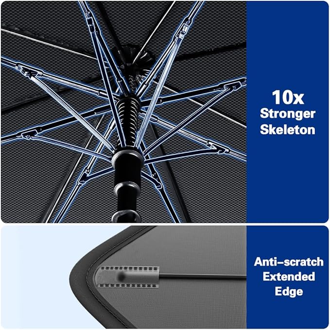 2026 Windshield Sun Shade Umbrella, Foldable Car Umbrella Sunshade with UV Block Car Front Window (Heat Insulation Protection) for Auto Windshield Covers Trucks Cars (Large)