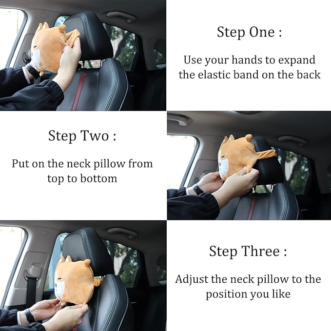 Sexysamba 2PCS Cuddly Chubby Corgi Car Neck Pillow, Cute Headrest Pillow for Car, Comfortable Soft Seat Pillow for Driving, Head Rest Cushion, Neck Pillow for Travelling and Home - Corgi