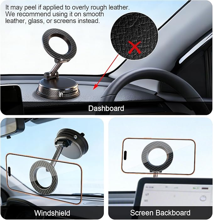 Magnetic Car Phone Holder, 3000gf MagSafe Suction, 360° Adjustable Zinc Alloy Mount for Dashboard/Windshield, Compatible with iPhone 17/16/15 Series (Orange)